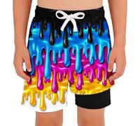 Generisch Costume da bagno unisex per bambini con mutandine a doppio strato, ideale per ragazzi e ragazze, per fare il bagno in piscina in spiaggia, Nero , 7-8 Anni