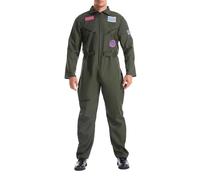Generisch Costume da carnevale da uomo da combattimento, costume da aviatore, costume di carnevale, cosplay, Halloween, feste di carnevale, per abbigliamento da uomo, jet da combattimento, pilota