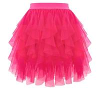 Generisch Costume da Carnevale in chiffon a gradini, fluente, con orlo corto, mantovana, abito da festa, casual, elegante, con volant, taglio asimmetrico, per tutti i giorni e il tempo libero, rosa