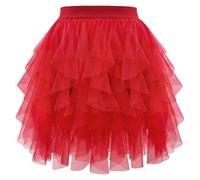 Generisch Costume da Carnevale in chiffon a gradini, fluente, con orlo corto, mantovana, abito da festa, casual, elegante, con volant, taglio asimmetrico, per tutti i giorni e il tempo libero, Colore