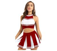 Generisch Costume da cheerleader, da donna, senza maniche, per travestimento, carnevale, feste e cosplay