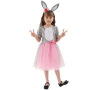Generisch Costume da coniglietto pasquale per bambini, costume da coniglio grigio per bambini