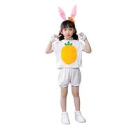 Generisch Costume da coniglietto pasquale per ragazze, feste, spettacoli, gioco della chiesa, travestimento (White4, 11-12 anni)