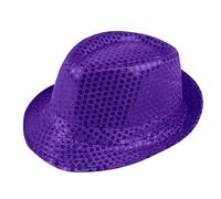 Generisch Costume da cowboy con cappello a cilindro, da palcoscenico, con paillettes, da cowboy biker, colore viola scuro, taglia unica