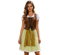 Generisch Costume da donna per feste della birra, abbigliamento da palcoscenico per spettacoli, cosplay, feste, storie, con maniche a sbuffo, elegante costume tradizionale bavarese, Verde chiaro, XL