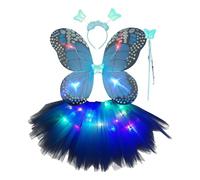 Generisch Costume da fata per ragazze - tutu luminoso, di farfalla, fascia, set magico per feste cosplay per bambini, spettacolo sul palcoscenico, festival, feste di Halloween