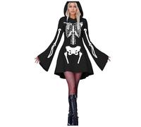 Generisch Costume da halloween, da donna, gotico, abito da strega, maniche a pipipistrello, vestito retrò, per Halloween, colore nero, mini abito da strega