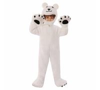 Generisch Costume da orso polare per bambini in peluche - Set di 4 pezzi con testa, zampe e tuta | Caldo travestimento di animali per carnevale e inverno