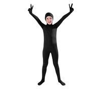 Generisch Costume da palcoscenico da catsuit per tutto il corpo, body elastico senza cuciture, per esibizioni di cosplay, con design di copertura per il viso, per ragazzi (nero, B)
