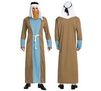 Generisch Costume da pastore in due pezzi, da uomo, con copricapo, costume da ballo, costume da carnevale, abbigliamento medievale, arabo