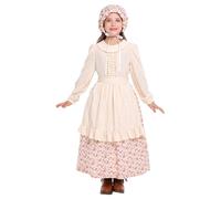 Generisch Costume da pioniere da ragazza in stile storico, 4 pezzi, con grembiule e cappuccio | Abito da prateria rurale per il giorno del Ringraziamento e feste a tema