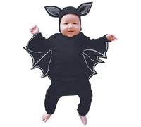 Generisch Costume da pipipistrello Mein 1° vestito di Halloween, neonato, ragazzo, nero, tuta da gioco a maniche lunghe, con cappelli (grigio scuro, 3-6 mesi)