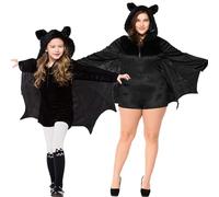 Generisch Costume da pipipistrello per genitore-figlio, Halloween, tuta nera con ali, costume da vampiro, costume di carnevale, costume da animale, festa dei bambini, cosplay, unisex, per adulti