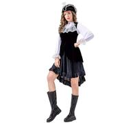 Generisch Costume da pirata da donna, per carnevale, feste, con accessori completi, set completo di costumi da donna per Halloween, feste e pirati