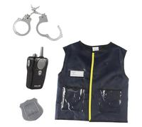 Generisch Costume da polizia per bambini, poliziotto con gilet pipa manette walkie talkie distintivo detective cop swat gioco di ruolo accessorio polizia giocattolo Halloween festa costume vestito
