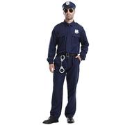 Generisch Costume da poliziotto da uomo, per feste a tema, Halloween o carnevale, comodo ed elegante, per il tempo libero, per feste di polizia, uniforme da guida ad aereo