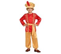 Generisch Costume da principe arabo, costume da carnevale per bambini, costume da mago, cappello, pantaloni e cintura, 4 pezzi, travestimento Aladdin per feste di ruolo