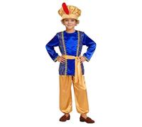 Generisch Costume da principe arabo, costume da carnevale per bambini, costume da mago, cappello, pantaloni e cintura, 4 pezzi, travestimento Aladdin per feste di ruolo