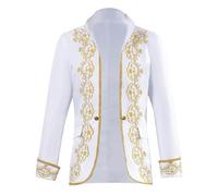 Generisch Costume da principe vintage blazer gotico steampunk frack cappotto uomo smoking festivo vestito medievale vittoriana retro giacca regular fit sakkos carnevale moda abbigliamento, O bianco