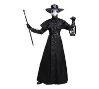 Generisch Costume da sacerdote, costume da Halloween da uomo, costume da dottore horror, vestito di Halloween, vestito medievale nero, per giochi di ruolo nella notte di Halloween