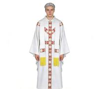 Generisch Costume da sacerdote da uomo, con nastro cattolico, abito religioso e vestaglia per la Santa Messa, per preghiera, cosplay, matrimonio, carnevale, palcoscenico, feste, servizi fotografici