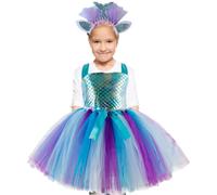 Generisch Costume da sirena per bambini, senza maniche, da principessa, con fascia per capelli, per feste di compleanno, Halloween, Natale, cosplay