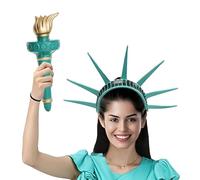 Generisch Costume da statua della Libertà, corona e torcia, regolabile, per Halloween, per cosplay, corona, per donne, vacanze, feste, mascherate, copricapo
