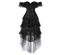 Generisch Costume da strega da donna da vampiro, da donna, con spalle scoperte, gotico, gonna da ballo, abito medievale, per Halloween, carnevale