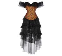 Generisch Costume da strega da donna da vampiro, da donna, con spalle scoperte, gotico, gonna da ballo, abito medievale, per Halloween, carnevale