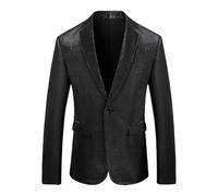 Generisch Costume da uomo con paillettes per feste, palcoscenico con effetto glitterato, elegante giacca da spettacolo dal design moderno, Nero , L