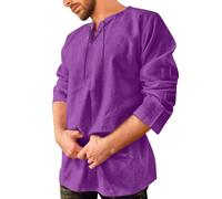 Generisch Costume da uomo rinascimentale steampunk con lacci, camicia a maniche lunghe, per il tempo libero, per i pirati vichinghi medievali, in cotone, classico, stile vintage medievale, Lilla, L