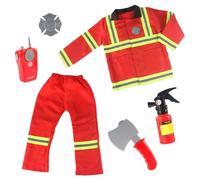 Generisch Costume da vigile del fuoco, accessorio giocattolo, gioco di ruolo, set da fare per bambini e bambini piccoli, abbigliamento da capo dei vigili del fuoco, cosplay, gioco di ruolo, accessori
