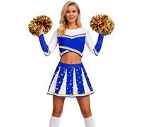 Generisch Costume di Carnevale da donna da cheerleading Team Jumpsuit Performance Travestimento con Carnival Dance Party Masquerade Look Elegante Cosplay Gown Costume Carnevale