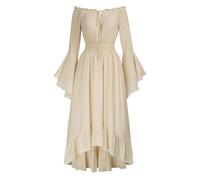 Generisch Costume di Halloween 2024 Halloween Stile Gotico Una Spalla Campana Maniche E Vita (Beige, XL)