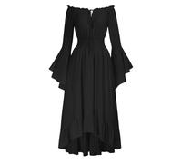 Generisch Costume di Halloween 2024 Halloween Stile Gotico Una Spalla Campana Maniche E Vita (Nero, M)