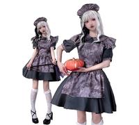 Generisch Costume di Halloween da donna con zucca, streghe, bambola spaventosa, abito gotico scuro, vestito da vampiro, costume da sposa, costume di carnevale da donna, set completo con per feste a