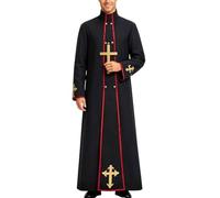 Generisch Costume di Halloween da donna, spaventoso, abito medievale, cosplay per performance, gotico, LARP, per padre della chiesa, design lungo, ideale per tutti i giorni, tempo libero, feste