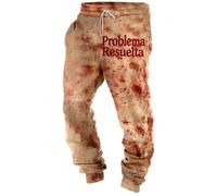 Generisch Costume di Halloween da uomo con motivo a schizzi di sangue, pantaloni da jogging retrò con stampa sanguinosa, pantaloni per il tempo libero, pantaloni Horror Y2K Streetwear, elastico in