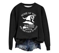 Generisch Costume di Halloween Felpe con parole grafiche da donna, felpa con umorismo di Halloween, maglietta morbida stampata, felpa da donna, Nero , S
