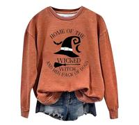 Generisch Costume di Halloween Felpe con parole grafiche da donna, felpa con umorismo di Halloween, maglietta morbida stampata, felpa da donna, Colore: arancione., XL