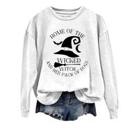 Generisch Costume di Halloween Felpe con parole grafiche da donna, felpa con umorismo di Halloween, maglietta morbida stampata, felpa da donna, bianco, M