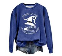 Generisch Costume di Halloween Felpe con parole grafiche da donna, felpa con umorismo di Halloween, maglietta morbida stampata, felpa da donna, Blu, S