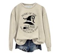 Generisch Costume di Halloween Felpe con parole grafiche da donna, felpa con umorismo di Halloween, maglietta morbida stampata, felpa da donna, beige., S