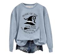 Generisch Costume di Halloween Felpe con parole grafiche da donna, felpa con umorismo di Halloween, maglietta morbida stampata, felpa da donna, grigio., M