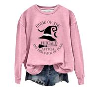 Generisch Costume di Halloween Felpe con parole grafiche da donna, felpa con umorismo di Halloween, maglietta morbida stampata, felpa da donna, Colore: rosa., M