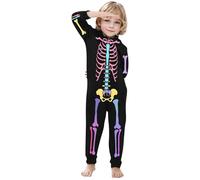 Generisch Costume di Halloween Halloween per genitore-figlio, tuta divertente con stampa scheletro e cappuccio e cerniera (bambini) (3T)