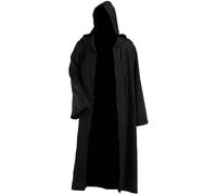 Generisch Costume di Halloween per bambini, costume da cosplay, tunica con cappuccio, per Halloween, per donne nel Medioevo (nero, 13-14 anni)
