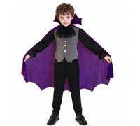 Generisch Costume di Halloween per bambini, da vampiro, viola, per cosplay | Mantello lungo viola con colletto alto, cintura a spada, per ragazzi e ragazze, per feste spaventose