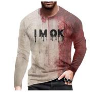 Generisch Costume di Halloween Risolto Problemi Stampa Uomo Tema Halloween Casual Girocollo Grafica Sangue Taglie Forti Stampato Tinta Unita Manica Corta, Brick rosso, 5XL