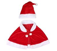 Generisch Costume di Natale con cappuccio - Little Red riding hood | Mantello corto natalizio rosso e bianco | Soft Cosplay Hat Dress-up costumi per Halloween